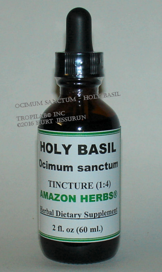 Ocimum Sanctum - Holy basil (Tulsi) tincture - Tropilab. Used against 
many diseases and ailments, anti-inflammatory, expectorant, analgesic.